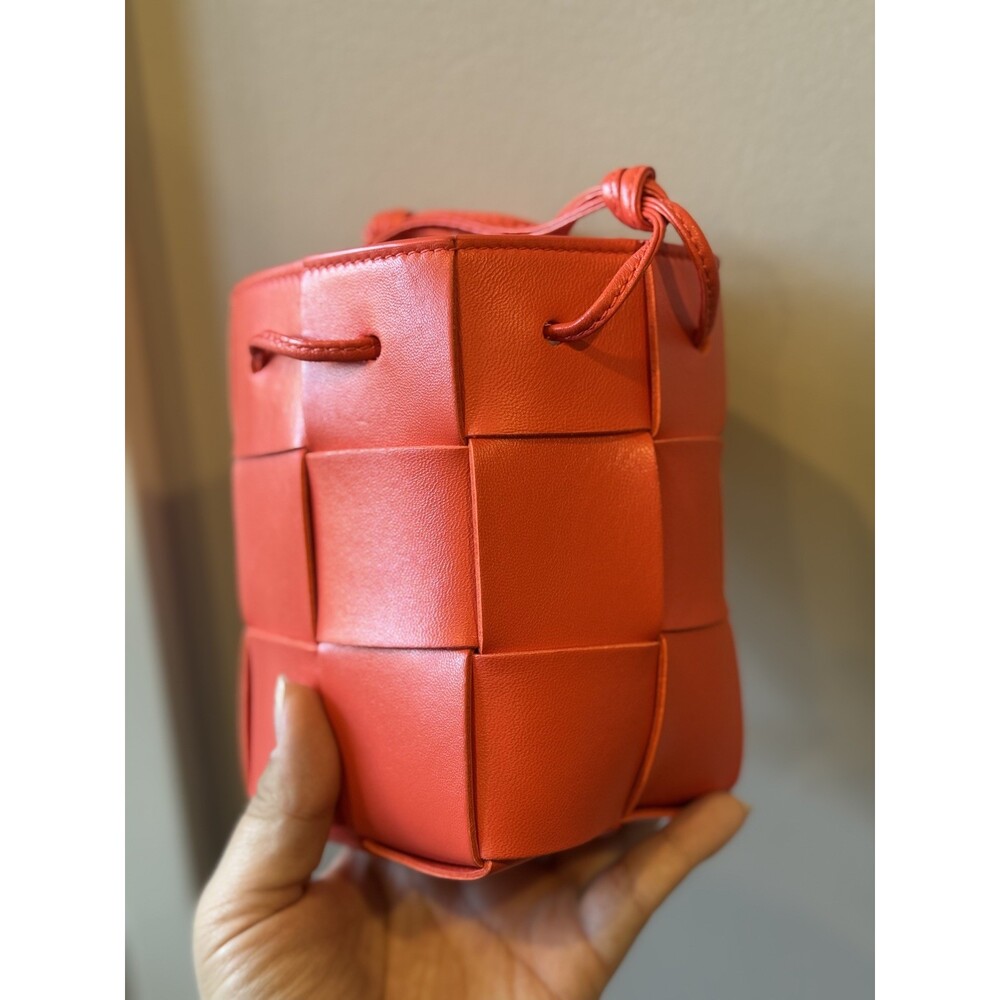 Bottega Veneta Cassette Bucket Bag Red Leather
